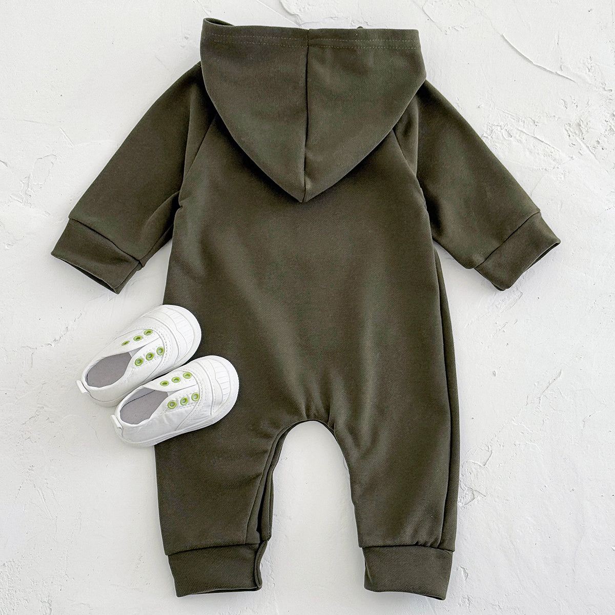 Simple Baby Jumpsuit Cartoon Bear Pocket Hooded Newborn Romper
