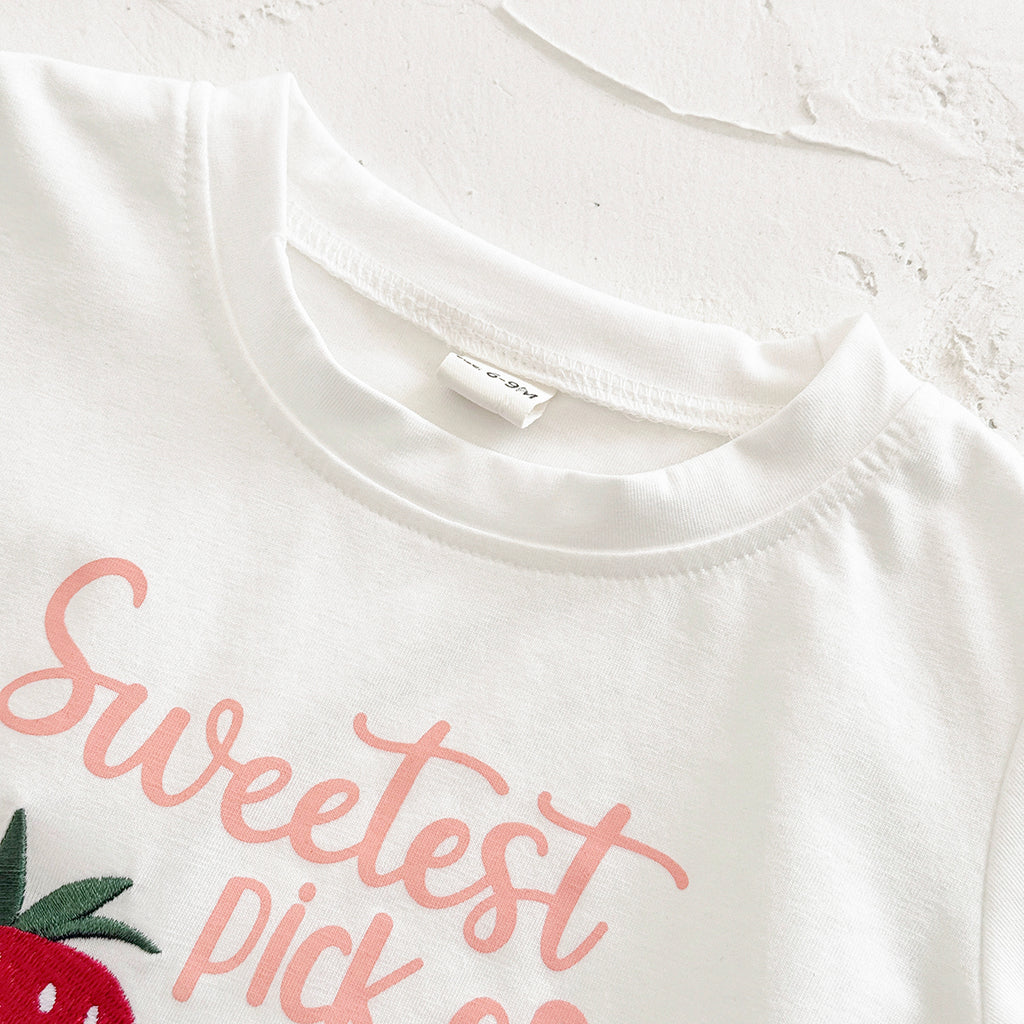 Red Strawberry Short Sleeve Set for Girls, Summer