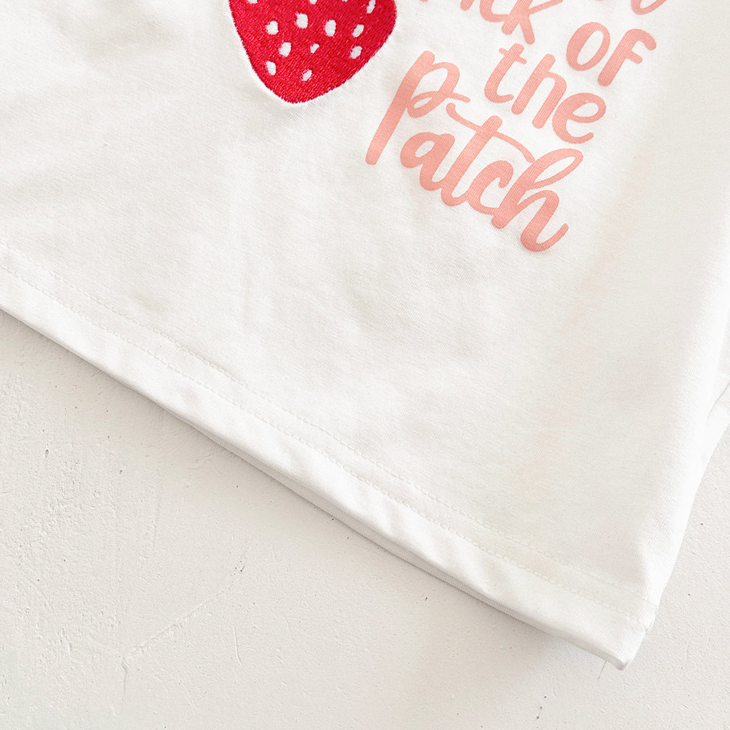 Red Strawberry Short Sleeve Set for Girls, Summer