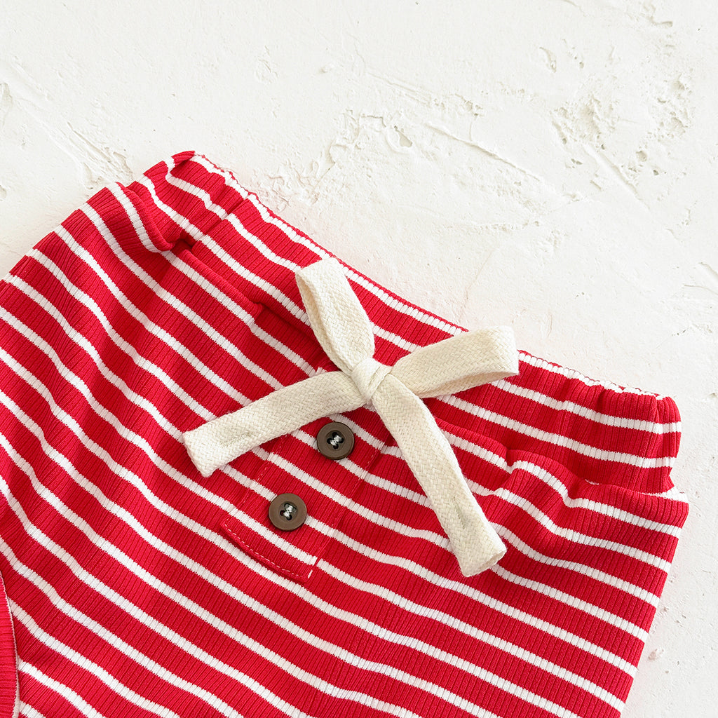 Red Strawberry Short Sleeve Set for Girls, Summer