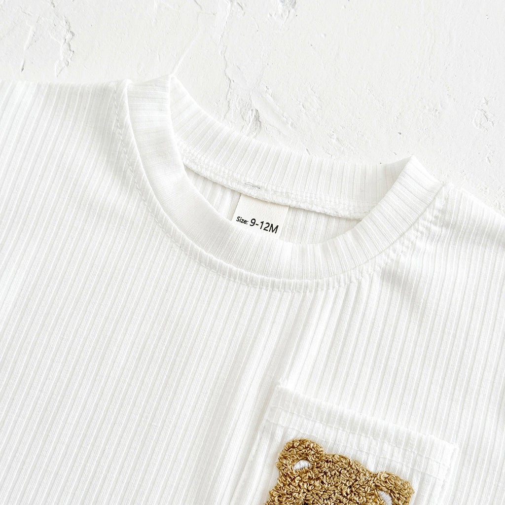 Summer White Striped Bear Embroidery Set