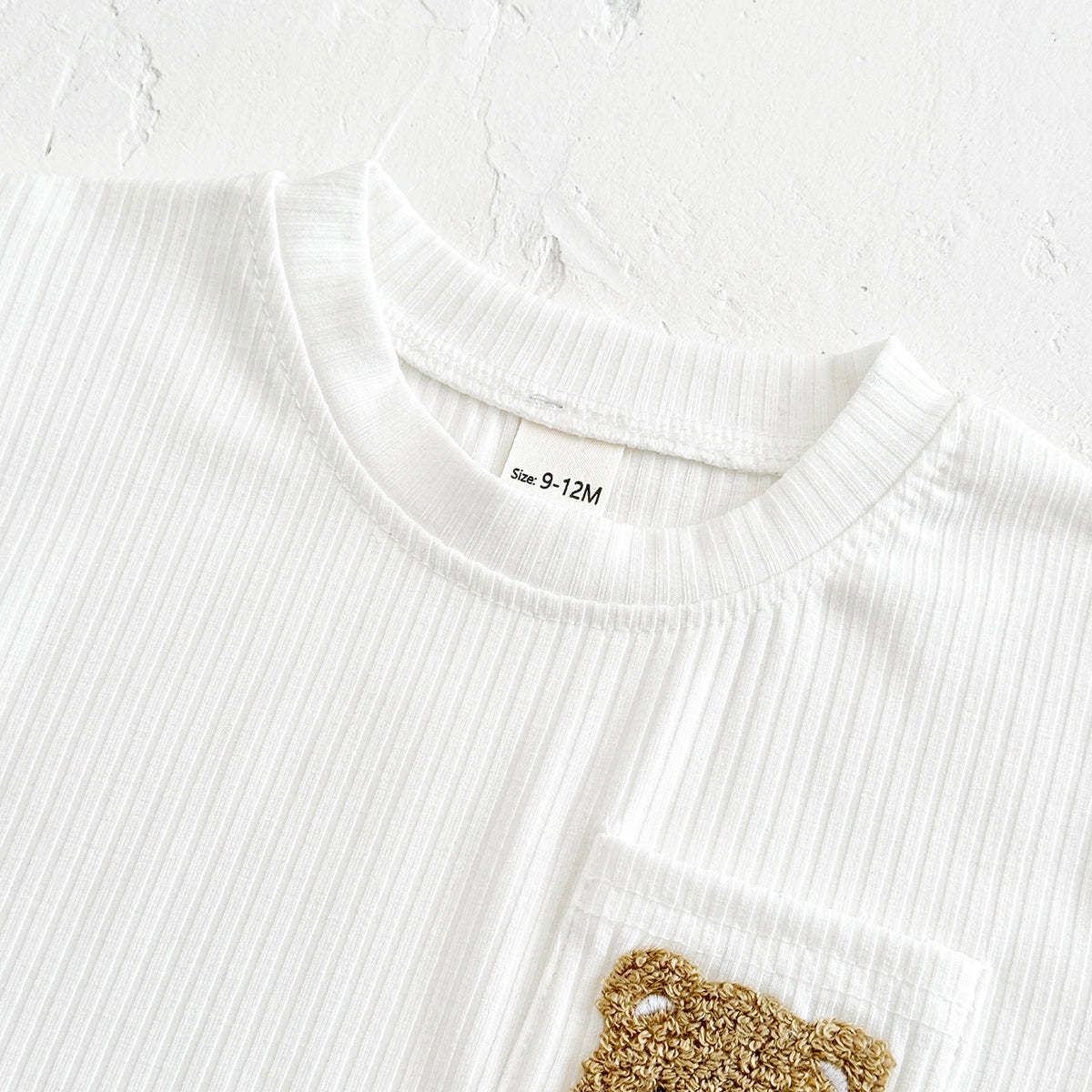 Summer White Striped Bear Embroidery Set