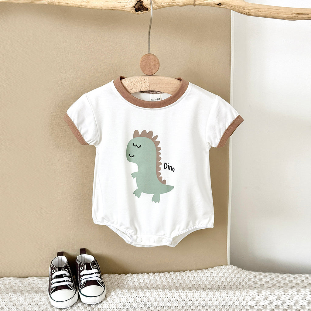 Summer Cartoon Dinosaur Print Romper