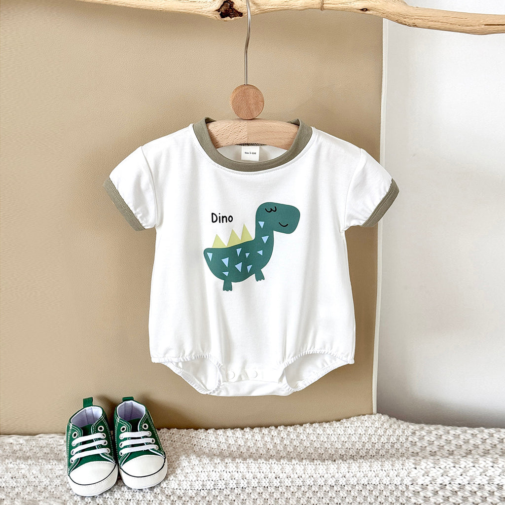 Summer Cartoon Dinosaur Print Romper