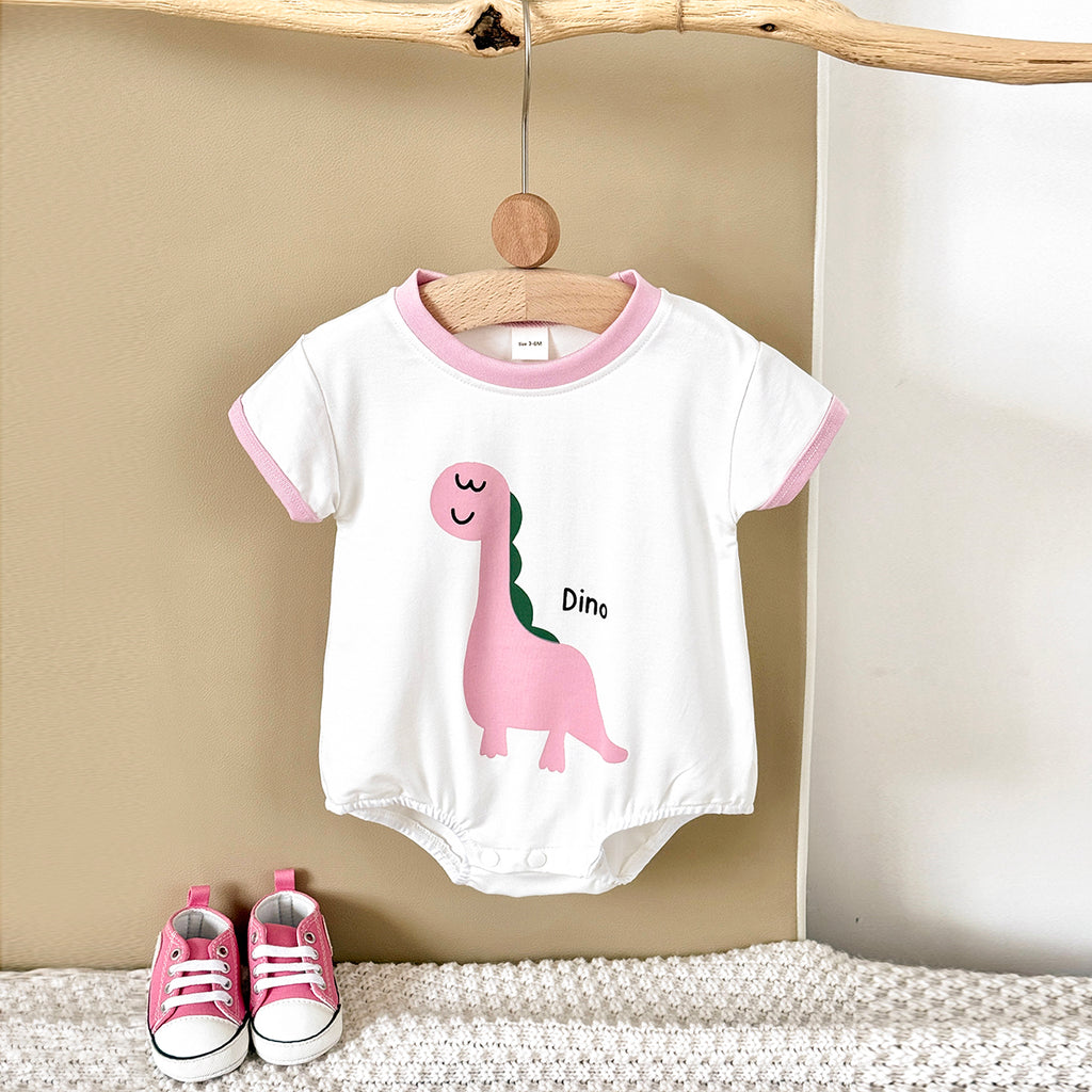 Summer Cartoon Dinosaur Print Romper