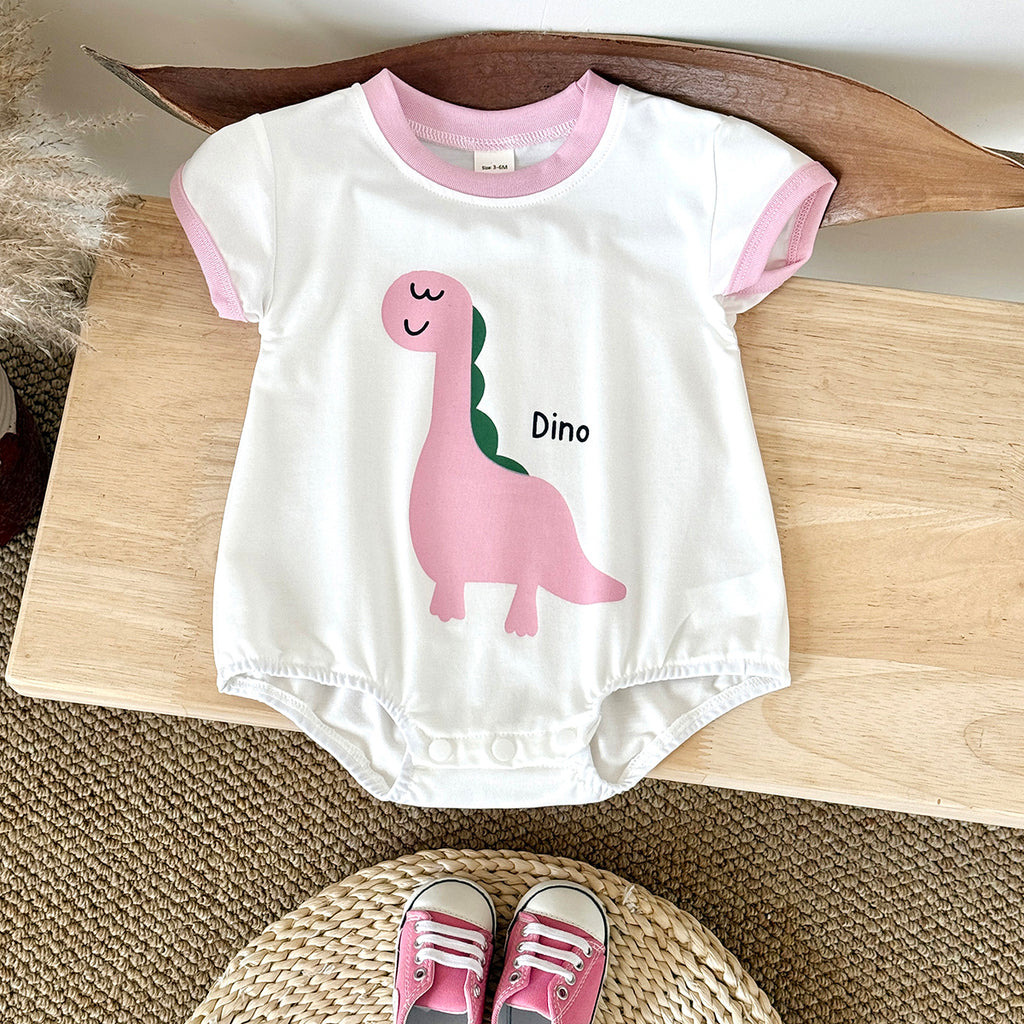 Summer Cartoon Dinosaur Print Romper