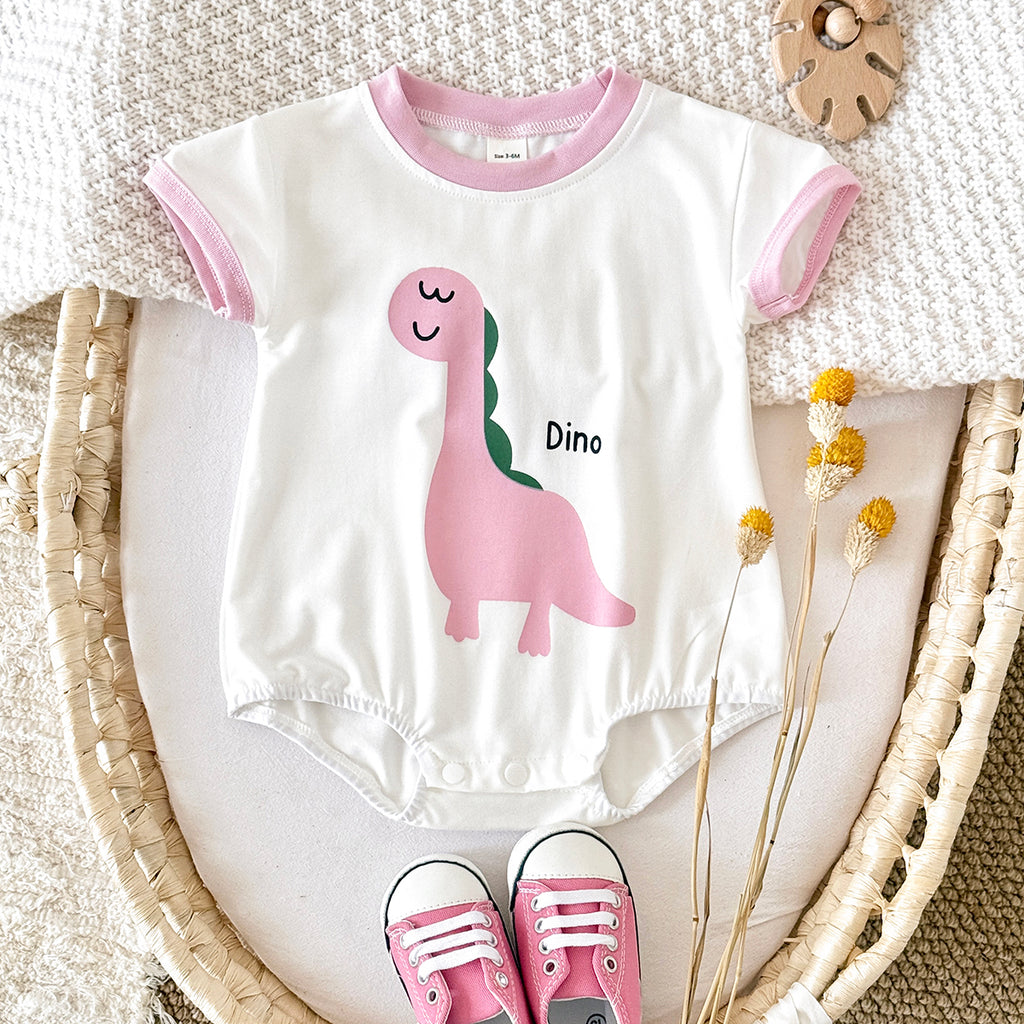 Summer Cartoon Dinosaur Print Romper