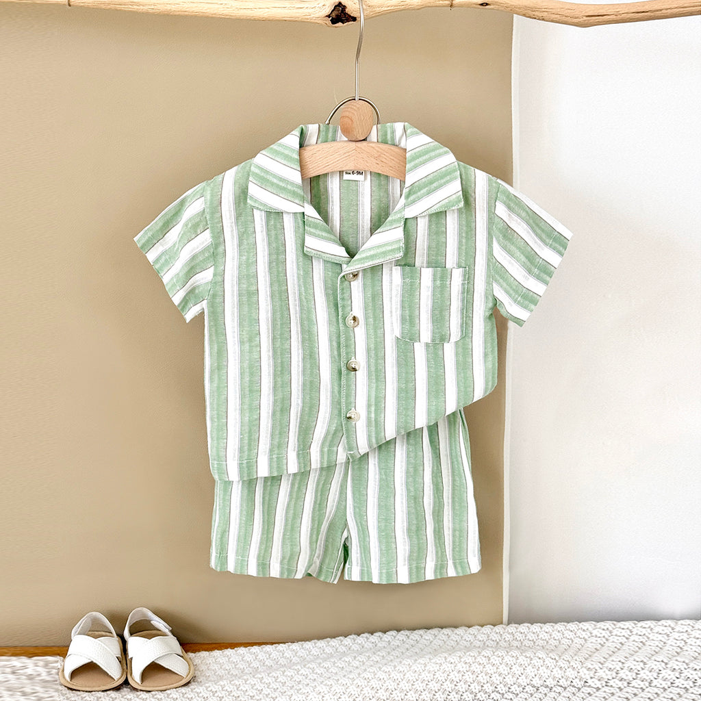 Handsome Striped Short Sleeve Set for Baby Boys