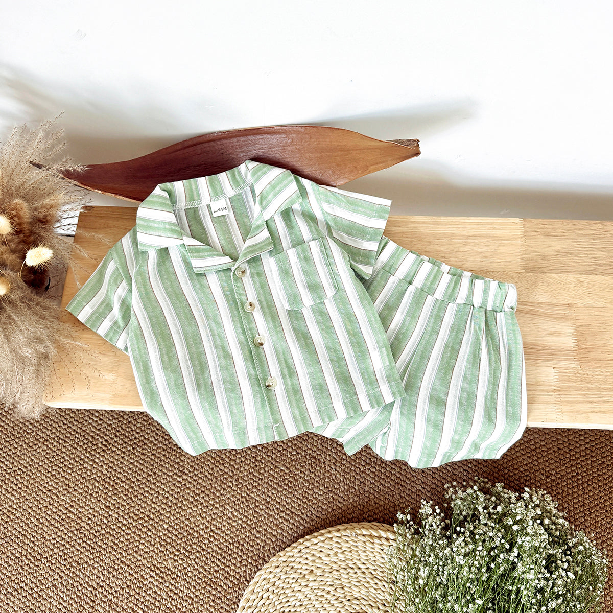 Handsome Striped Short Sleeve Set for Baby Boys