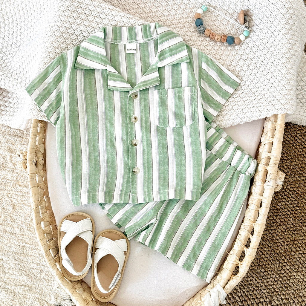 Handsome Striped Short Sleeve Set for Baby Boys
