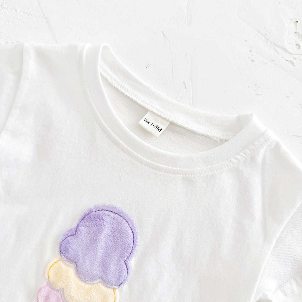 Summer Cute Cartoon White Ice Cream Print Set
