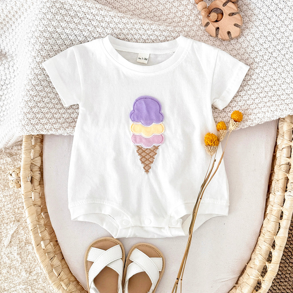 Summer Cute Cartoon White Ice Cream Print Set