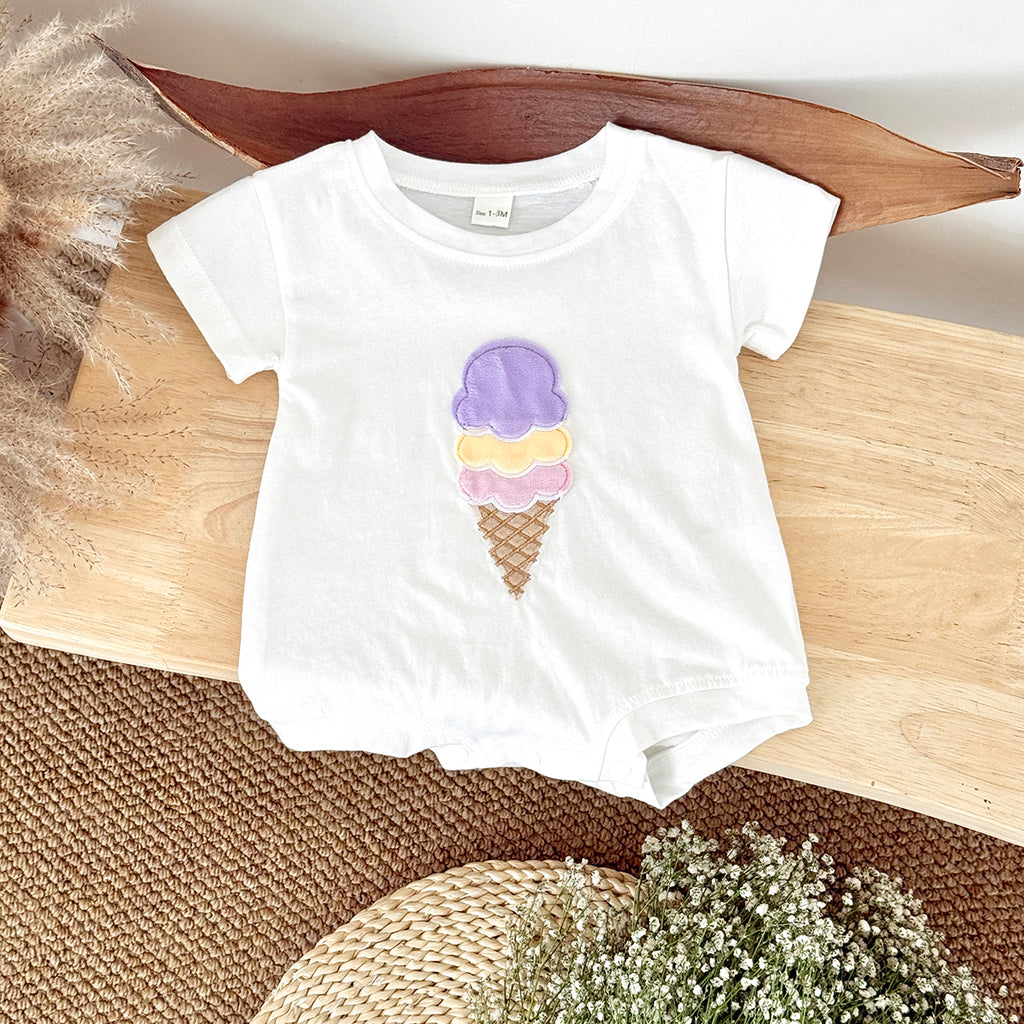 Summer Cute Cartoon White Ice Cream Print Set
