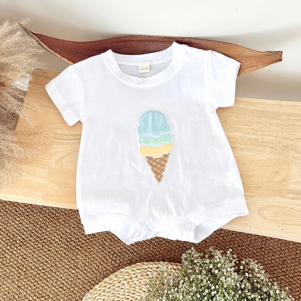 Summer Cute Cartoon White Ice Cream Print Set