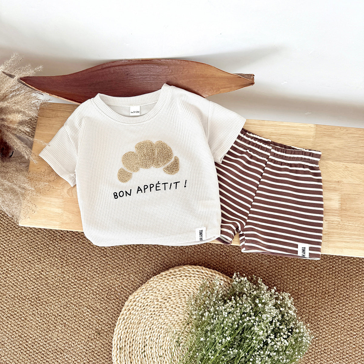 Summer Casual Cookie Towel Embroidery Short Sleeve Set