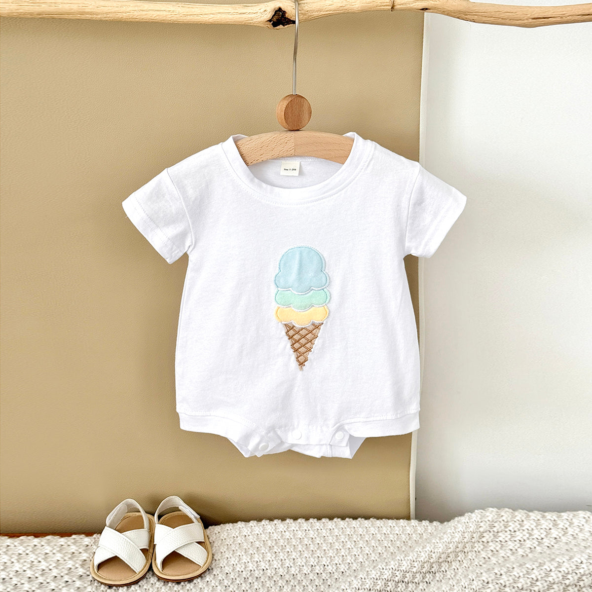 Summer Cute Cartoon White Ice Cream Print Set