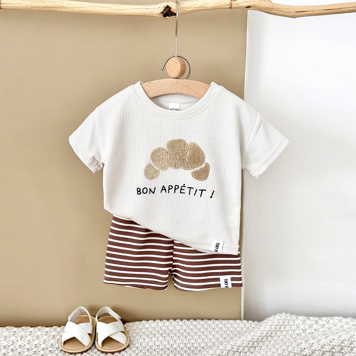 Summer Casual Cookie Towel Embroidery Short Sleeve Set