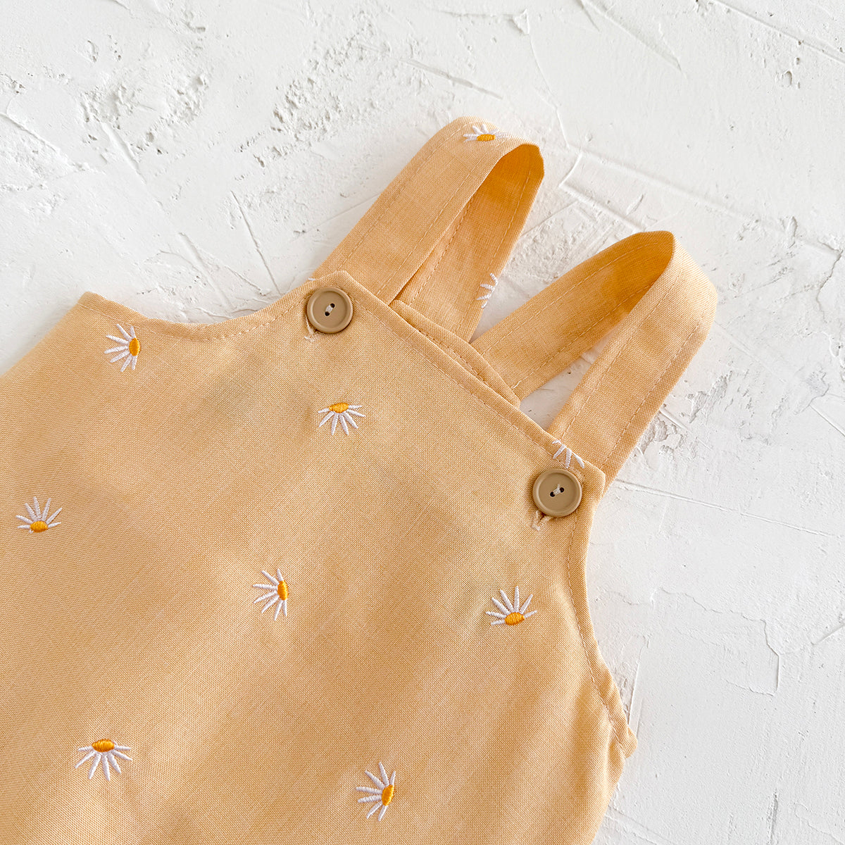Summer Brown Floral Embroidery Dress for Baby Girls