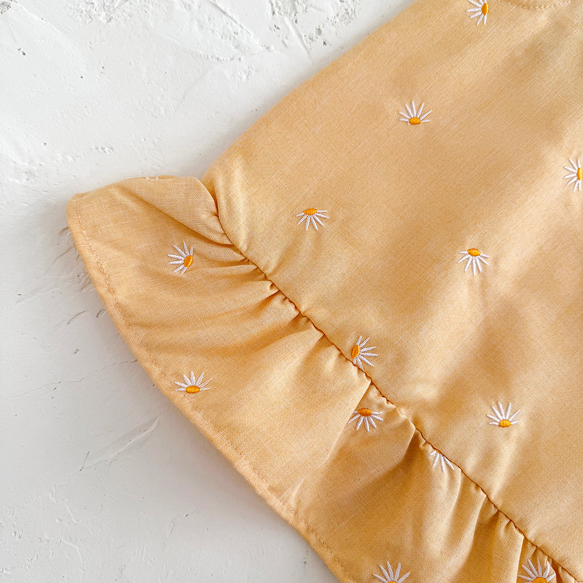 Summer Brown Floral Embroidery Dress for Baby Girls