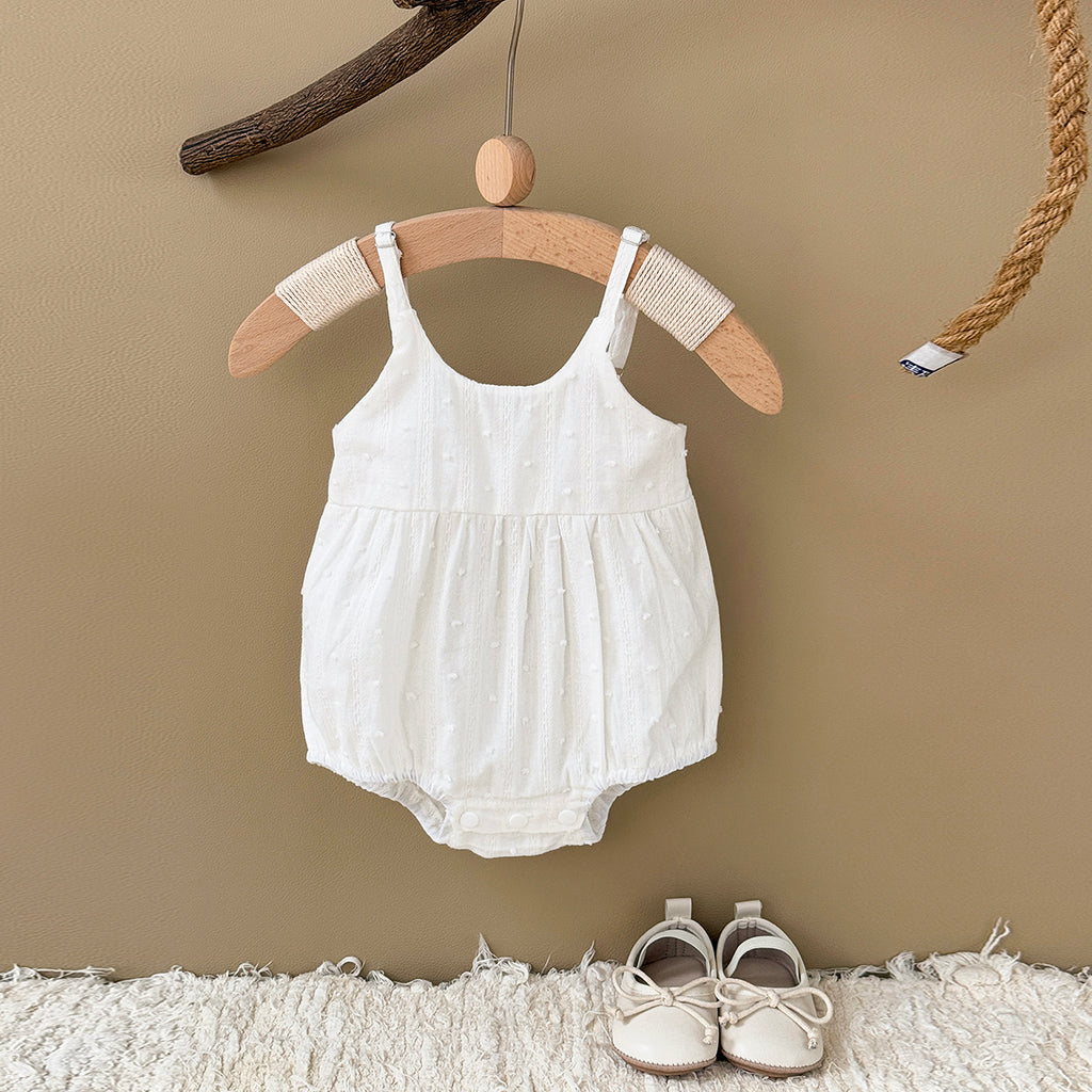 Summer White Cami Romper for Baby Girls