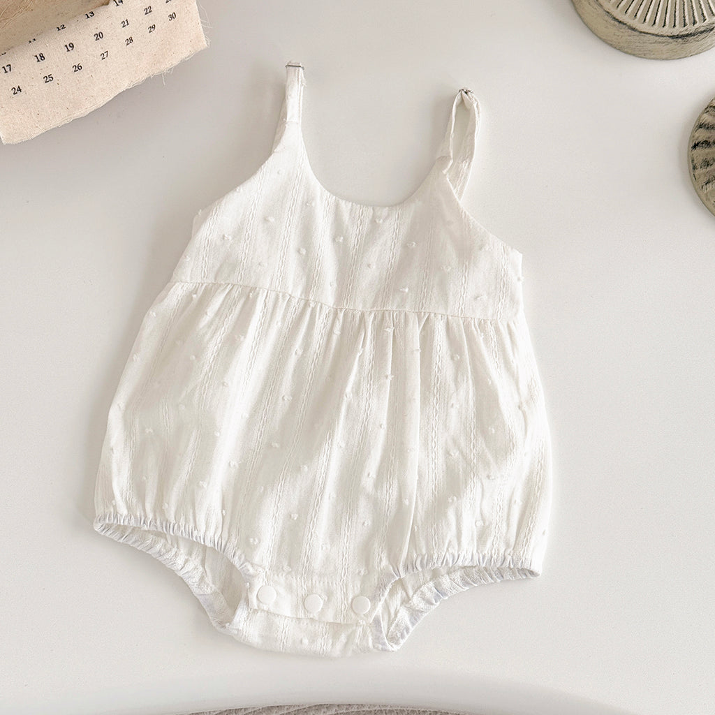 Summer White Cami Romper for Baby Girls
