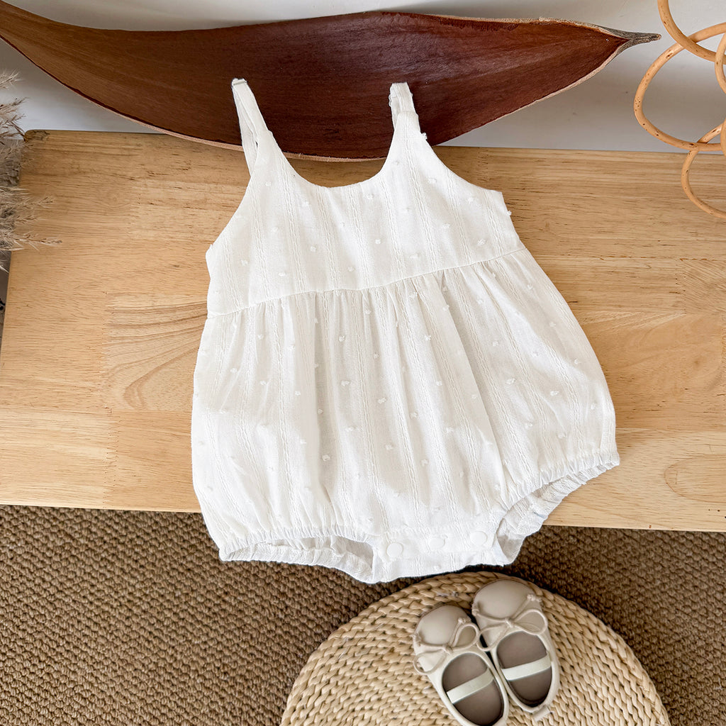 Summer White Cami Romper for Baby Girls