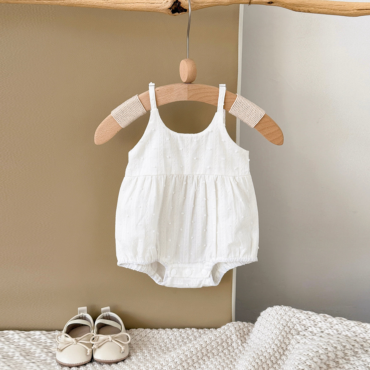 Summer White Cami Romper for Baby Girls