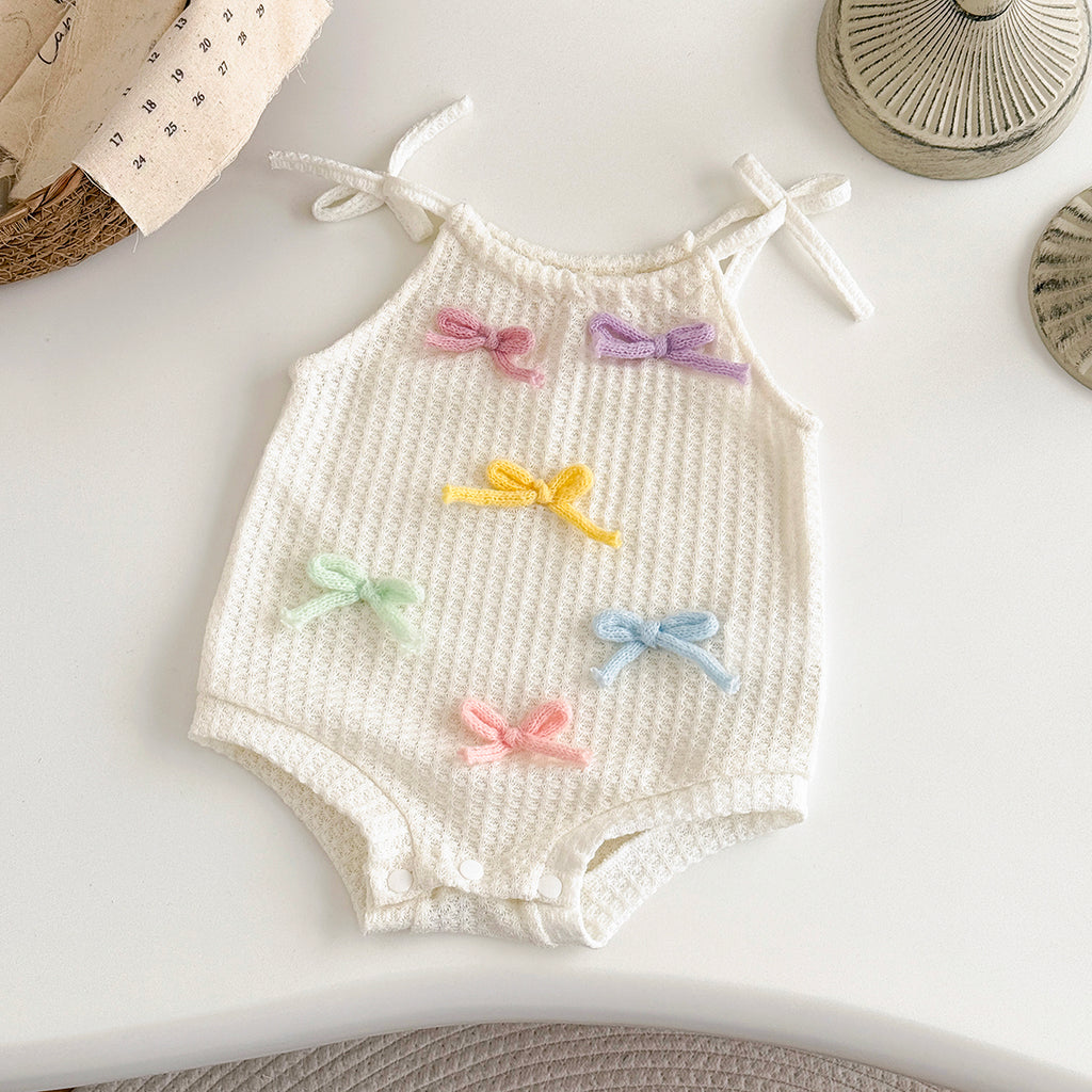 Summer Bow Tie Strap Romper for Baby Girls