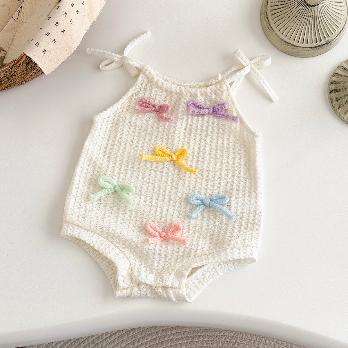 Summer Bow Tie Strap Romper for Baby Girls
