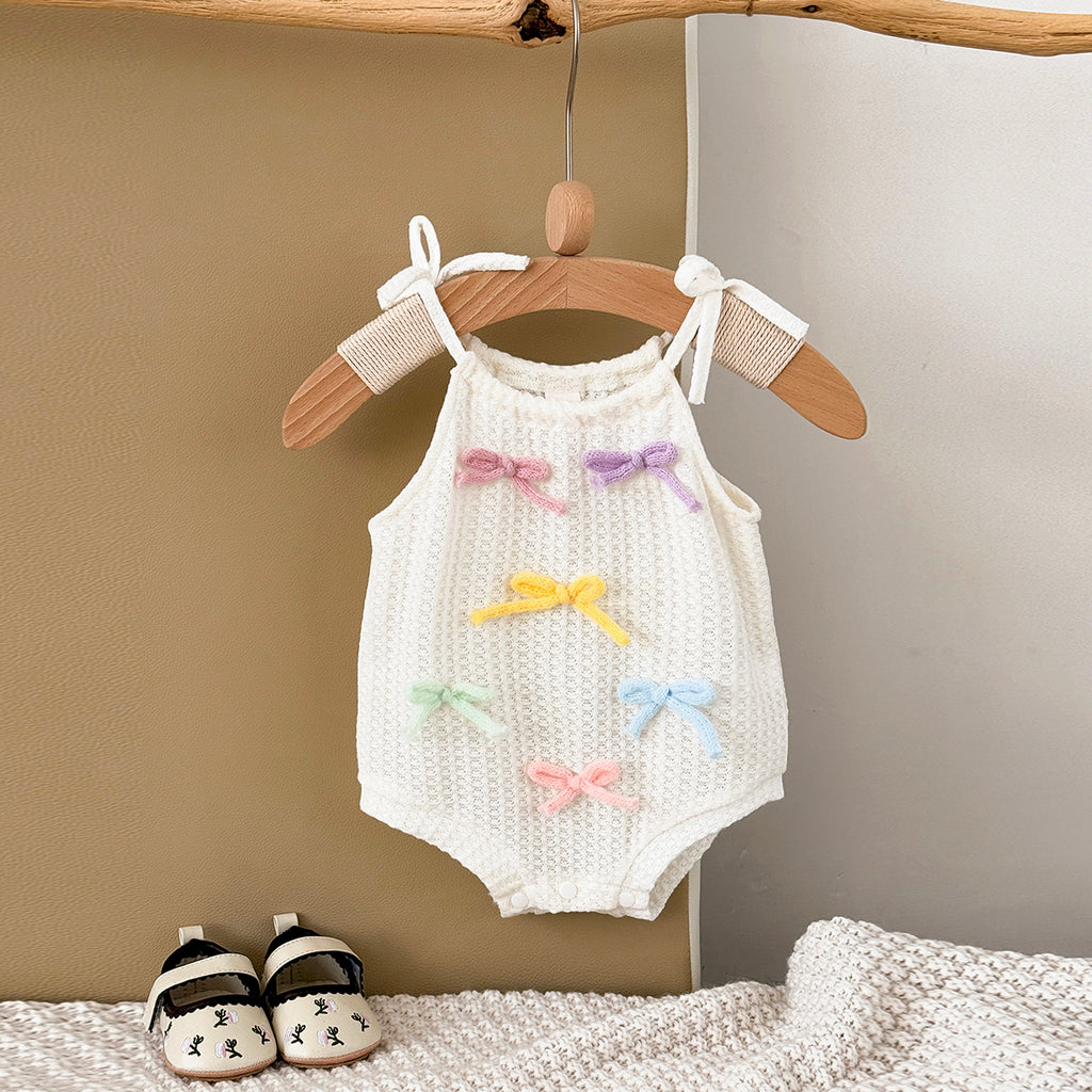 Summer Bow Tie Strap Romper for Baby Girls