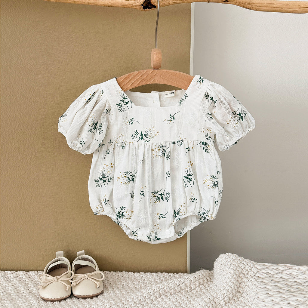 Summer Lilac Floral Romper for Baby Girls