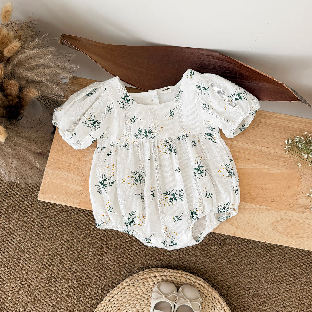 Summer Lilac Floral Romper for Baby Girls