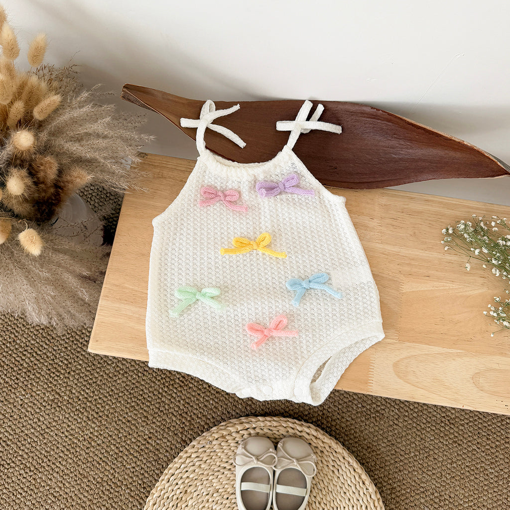 Summer Bow Tie Strap Romper for Baby Girls