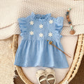Summer Blue Floral Dress for Baby Girls