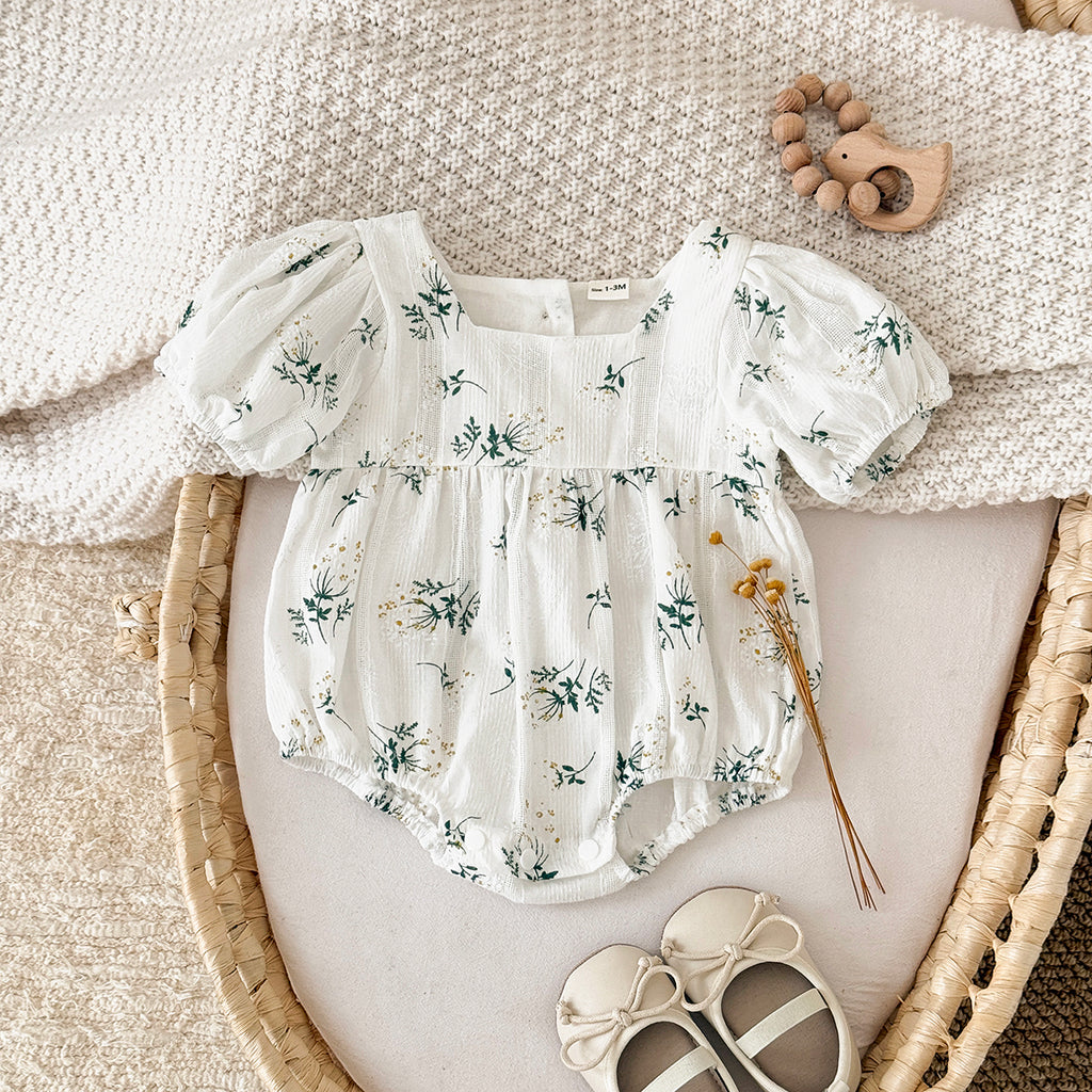 Summer Lilac Floral Romper for Baby Girls