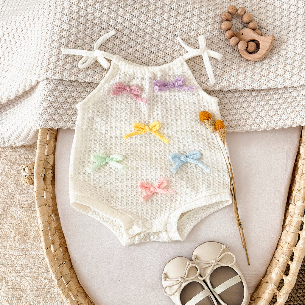 Summer Bow Tie Strap Romper for Baby Girls