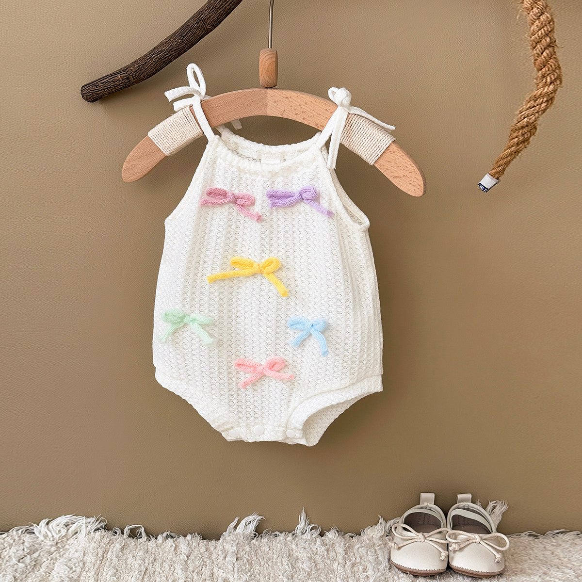 Summer Bow Tie Strap Romper for Baby Girls