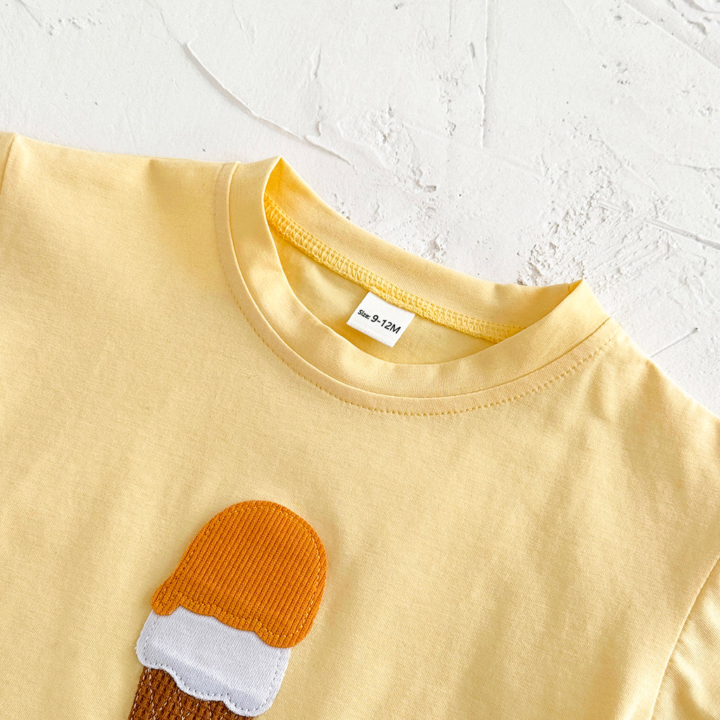 Summer Ice Cream Applique Short Sleeve Set