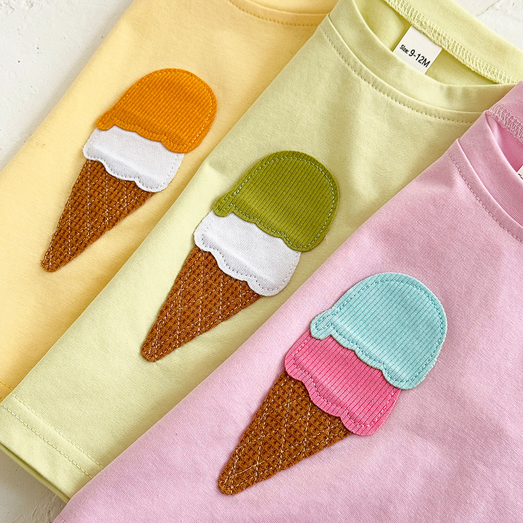 Summer Ice Cream Applique Short Sleeve Set