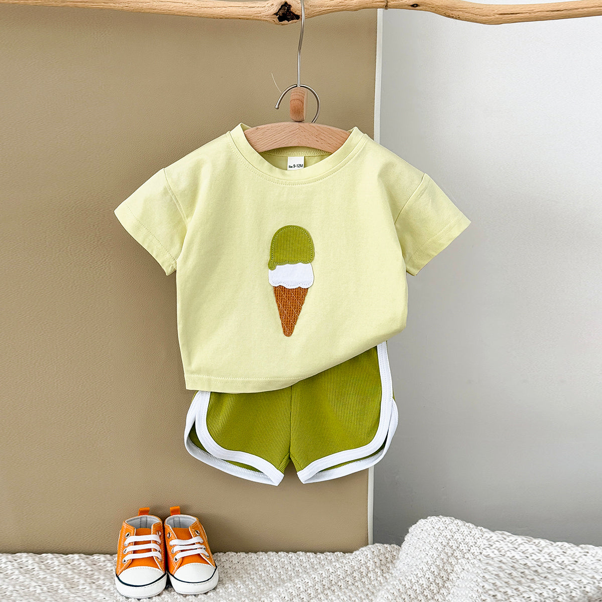 Summer Ice Cream Applique Short Sleeve Set