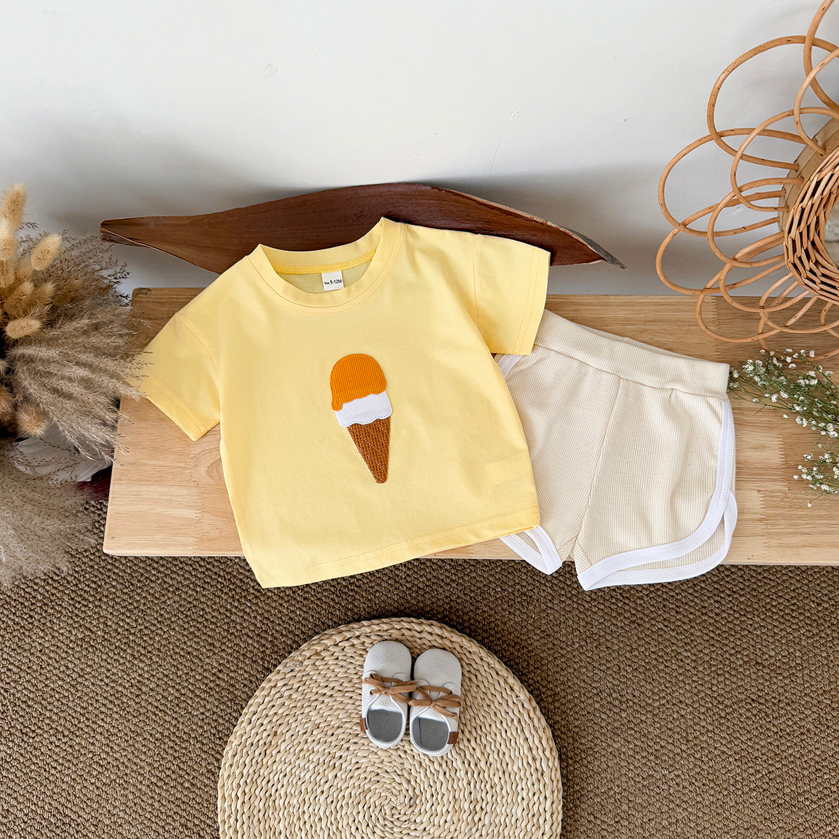 Summer Ice Cream Applique Short Sleeve Set