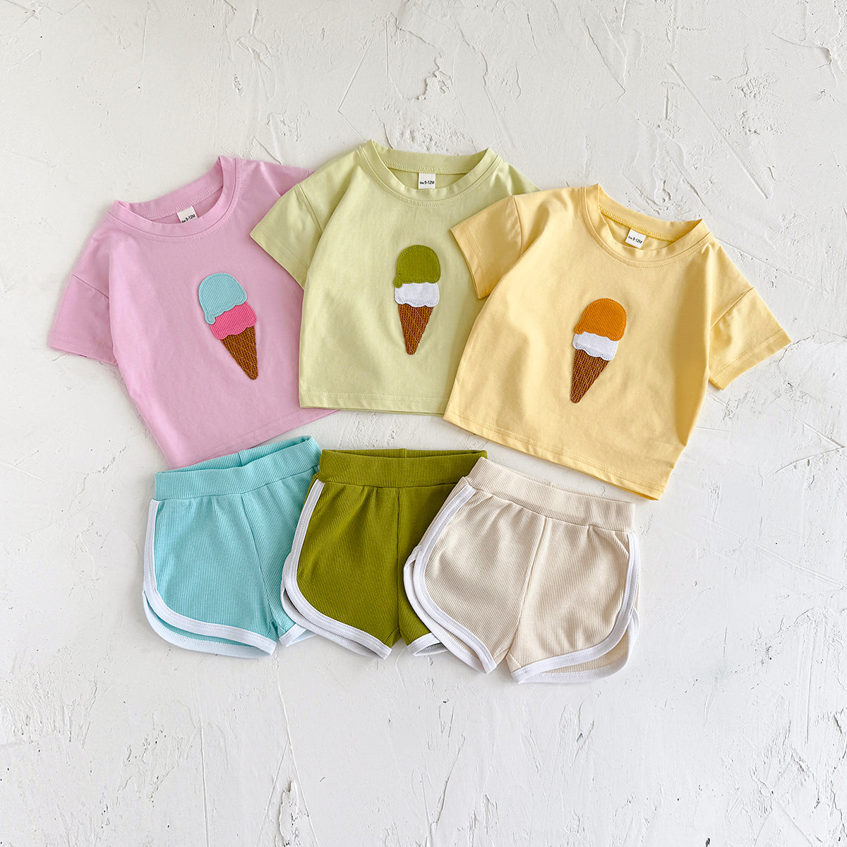 Summer Ice Cream Applique Short Sleeve Set