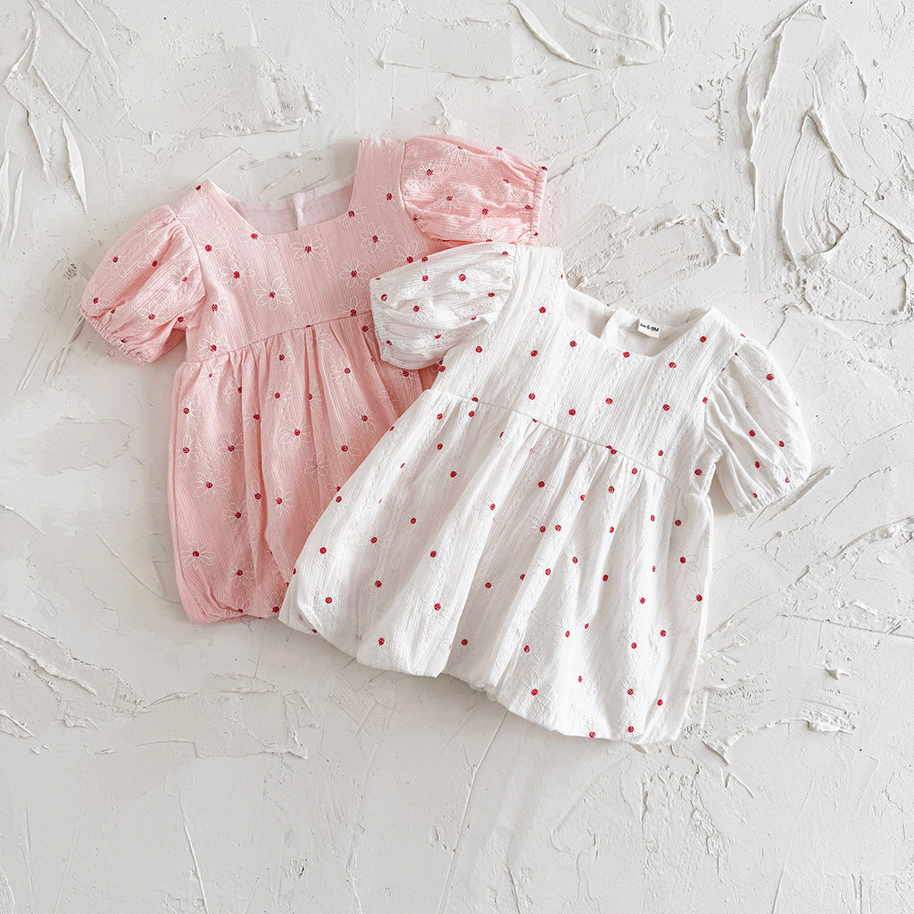 Summer Polka Dot Floral Romper Dress for Baby Girls