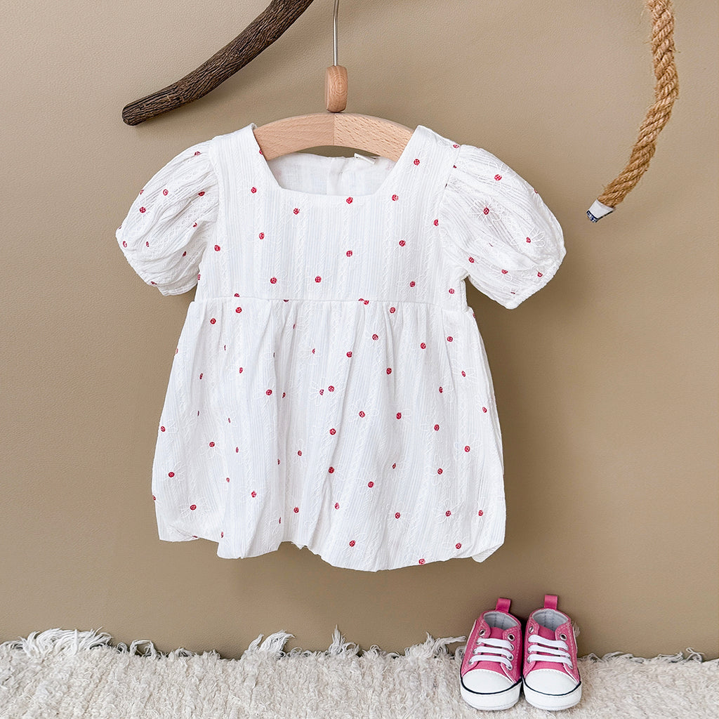 Summer Polka Dot Floral Romper Dress for Baby Girls