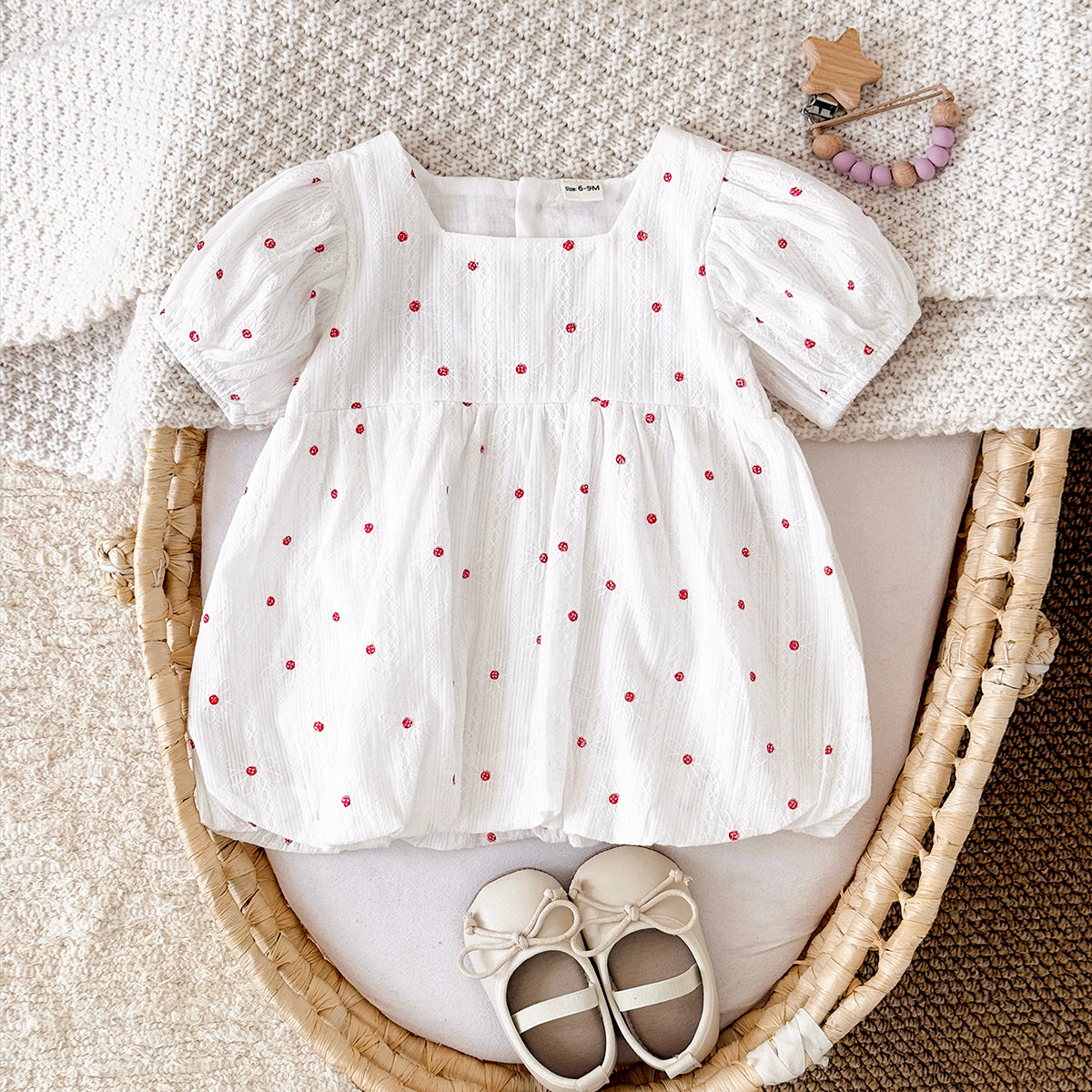 Summer Polka Dot Floral Romper Dress for Baby Girls