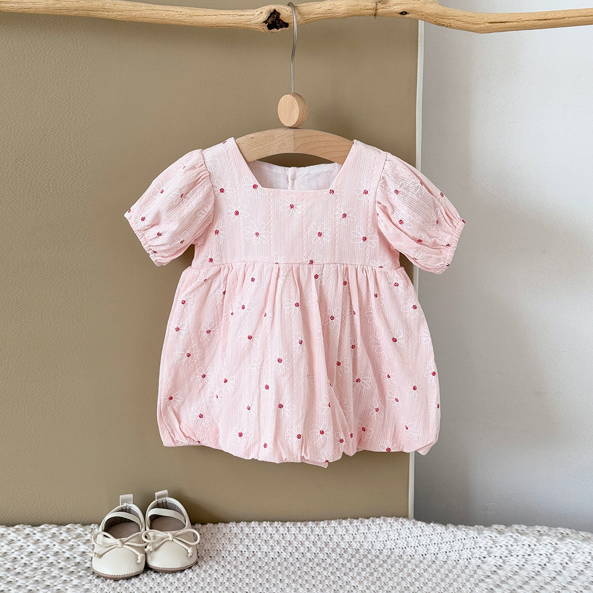 Summer Polka Dot Floral Romper Dress for Baby Girls