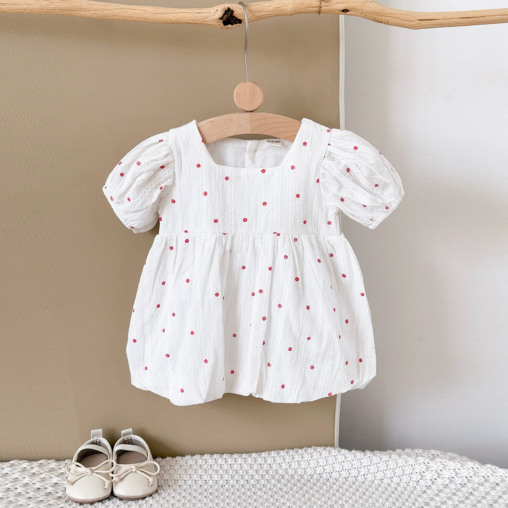 Summer Polka Dot Floral Romper Dress for Baby Girls