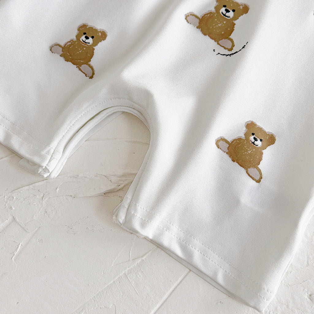Summer Bear Print Overalls Set for Baby Boys & Girls