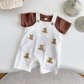 Summer Bear Print Overalls Set for Baby Boys & Girls