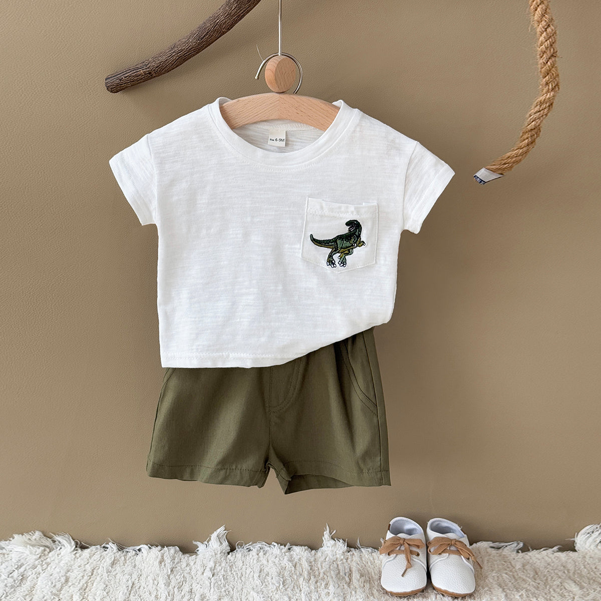 Summer T-Rex Short Sleeve Set for Baby Boys